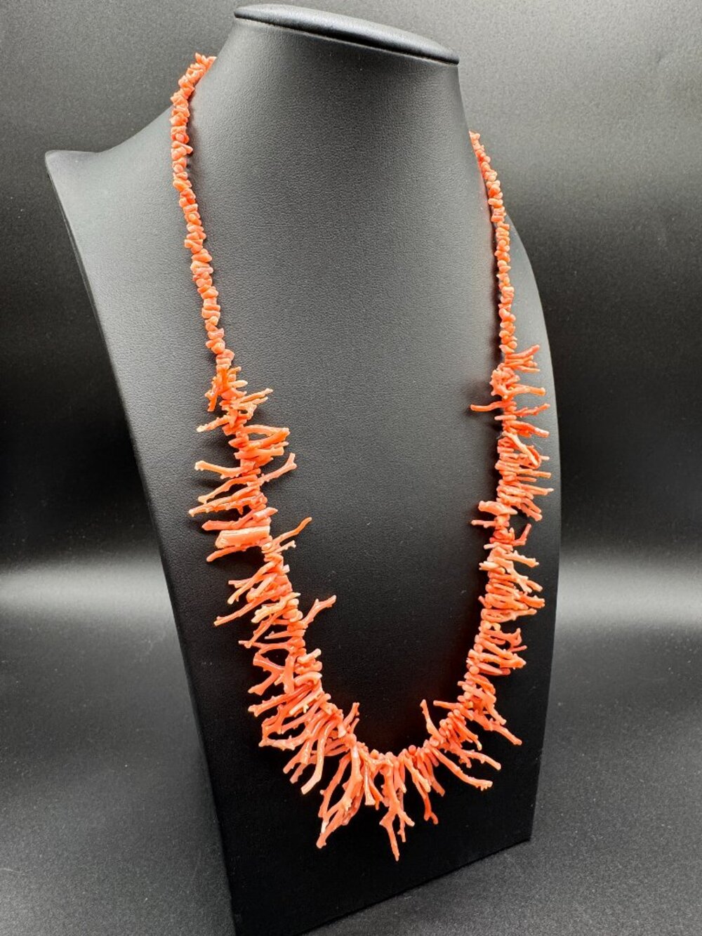 Vintage Genuine Branch Stick Coral Necklace Statement Pink Salmon Orange